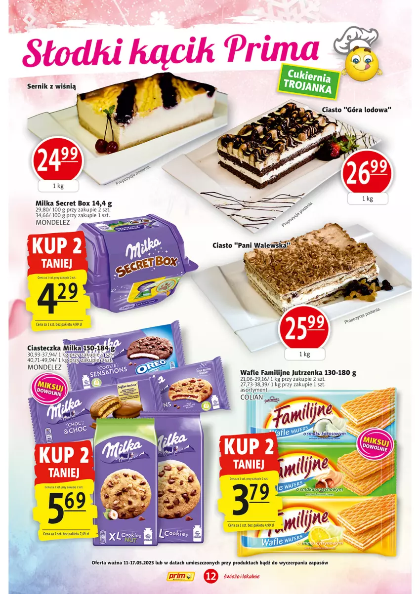 Gazetka promocyjna Prim Market - ważna 11.05 do 17.05.2023 - strona 12 - produkty: Fa, Jutrzenka, Milka, Ser, Wafle