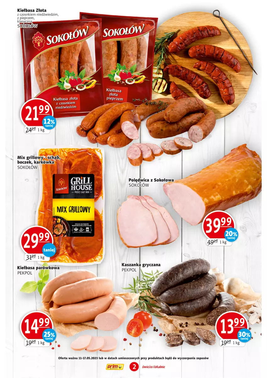 Gazetka promocyjna Prim Market - ważna 11.05 do 17.05.2023 - strona 2 - produkty: Boczek, Grill, Kiełbasa, Pekpol, Polędwica, Sok, Sokołów