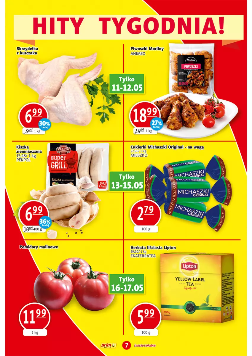 Gazetka promocyjna Prim Market - ważna 11.05 do 17.05.2023 - strona 7 - produkty: Cukier, Cukierki, Gin, Gra, Herbata, Kurczak, Lipton, Morliny, Pekpol, Piwo, Pomidory