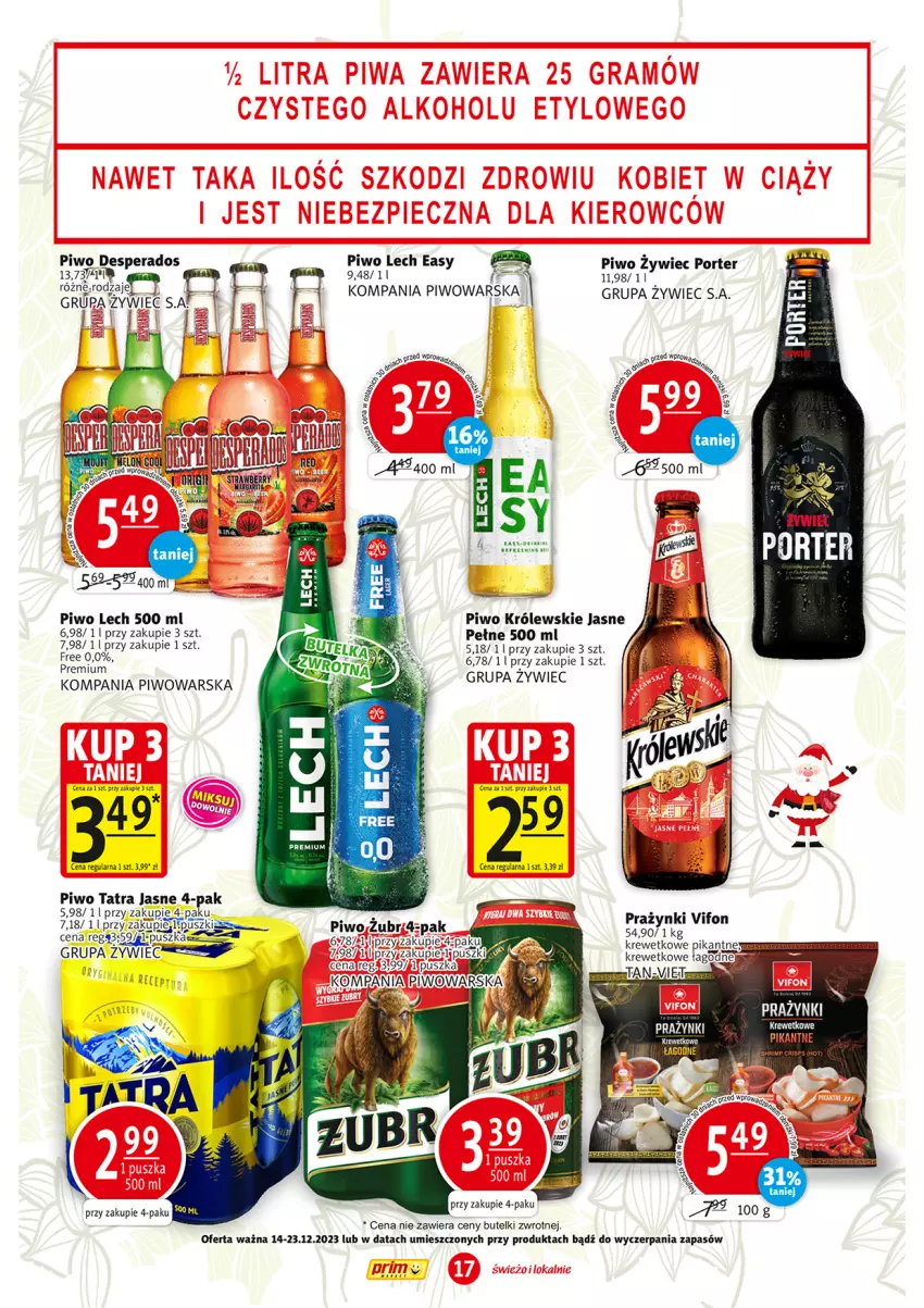 Gazetka promocyjna Prim Market - ważna 14.12 do 23.12.2023 - strona 17 - produkty: Desperados, Królewski, Piwo, Por, Tatra