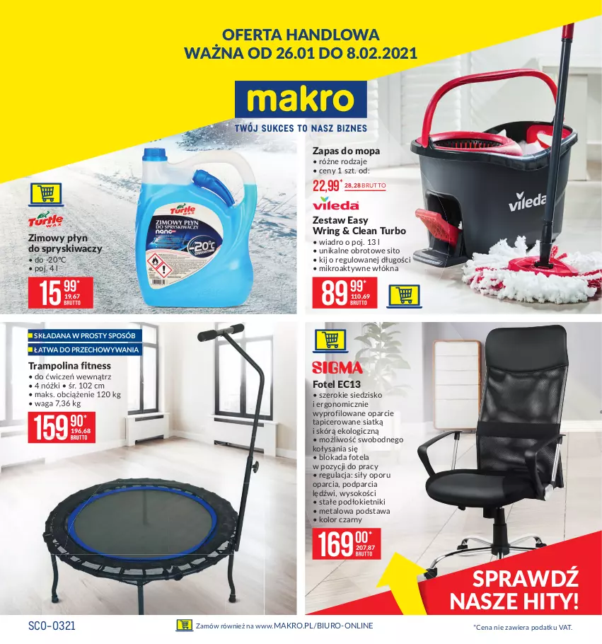 Gazetka promocyjna Makro - [Oferta promocyjna] Artykuły przemysłowe - ważna 26.01 do 08.02.2021 - strona 1 - produkty: Biuro, Fotel, Mop, Płyn do spryskiwaczy, Por, Siedzisko, Sito, Sok, Waga, Wiadro