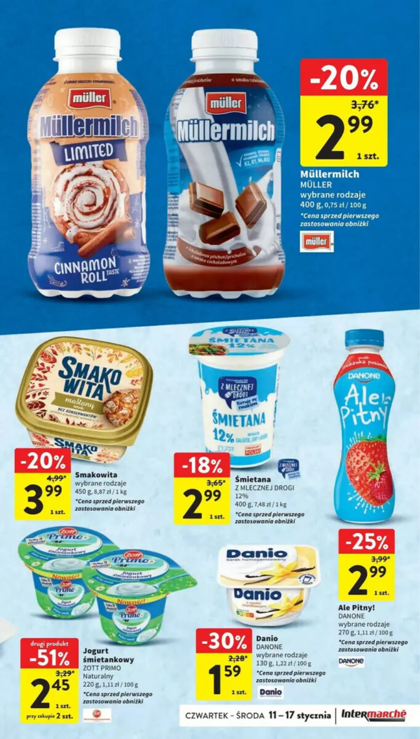 Gazetka promocyjna Intermarche - ważna 11.01 do 17.01.2024 - strona 14 - produkty: Danio, Danone, Smakowita, Zott, Zott Primo