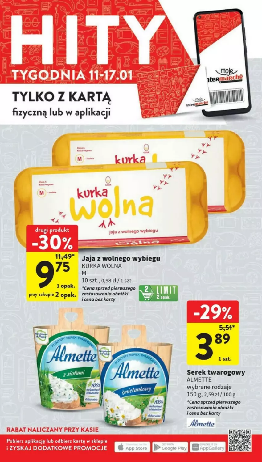 Gazetka promocyjna Intermarche - ważna 11.01 do 17.01.2024 - strona 38 - produkty: Almette, Jaja, Jaja z wolnego wybiegu, Ser, Serek, Serek twarogowy