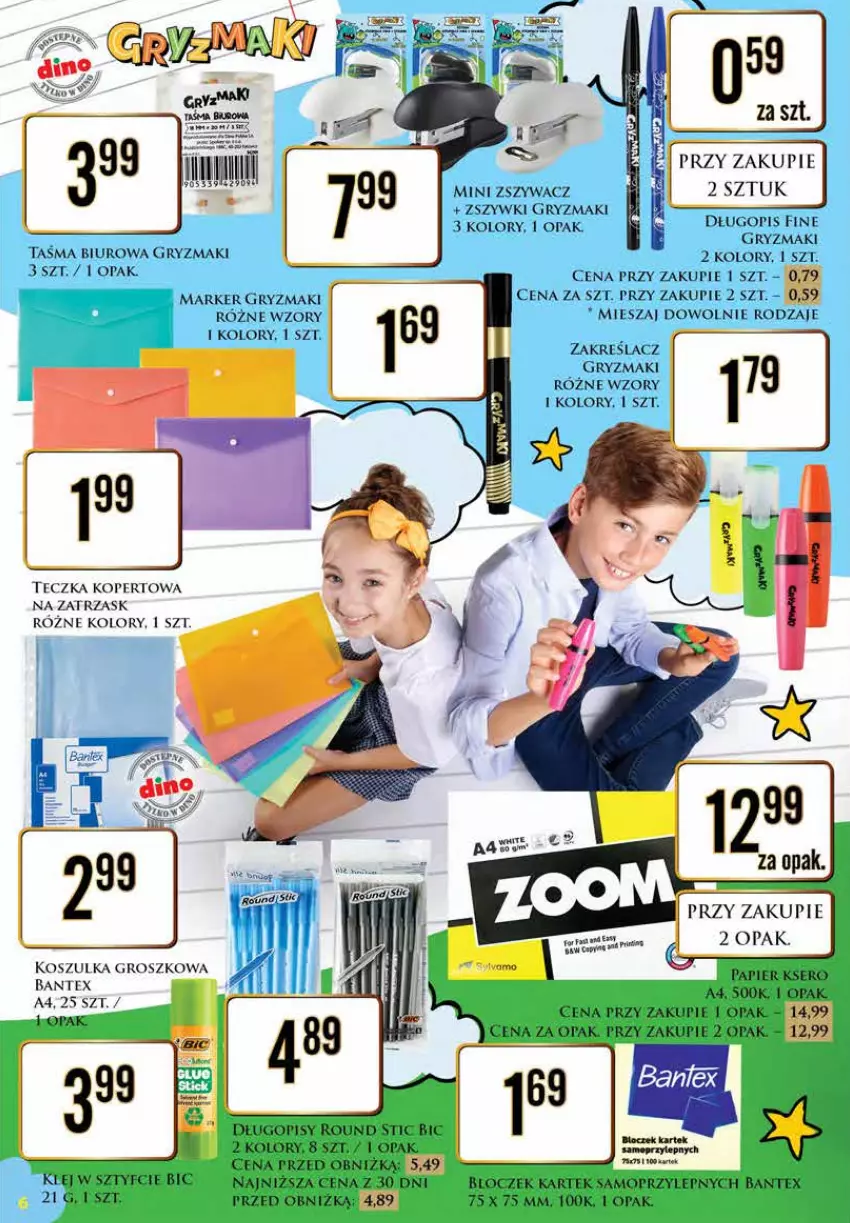 Gazetka promocyjna Dino - Katalog szkoła - 2024 - ważna 29.07 do 10.08.2024 - strona 6 - produkty: BIC, Biuro, Długopis, Gry, Koc, Kosz, Koszulka, Marker, Mop, Papier, Ser