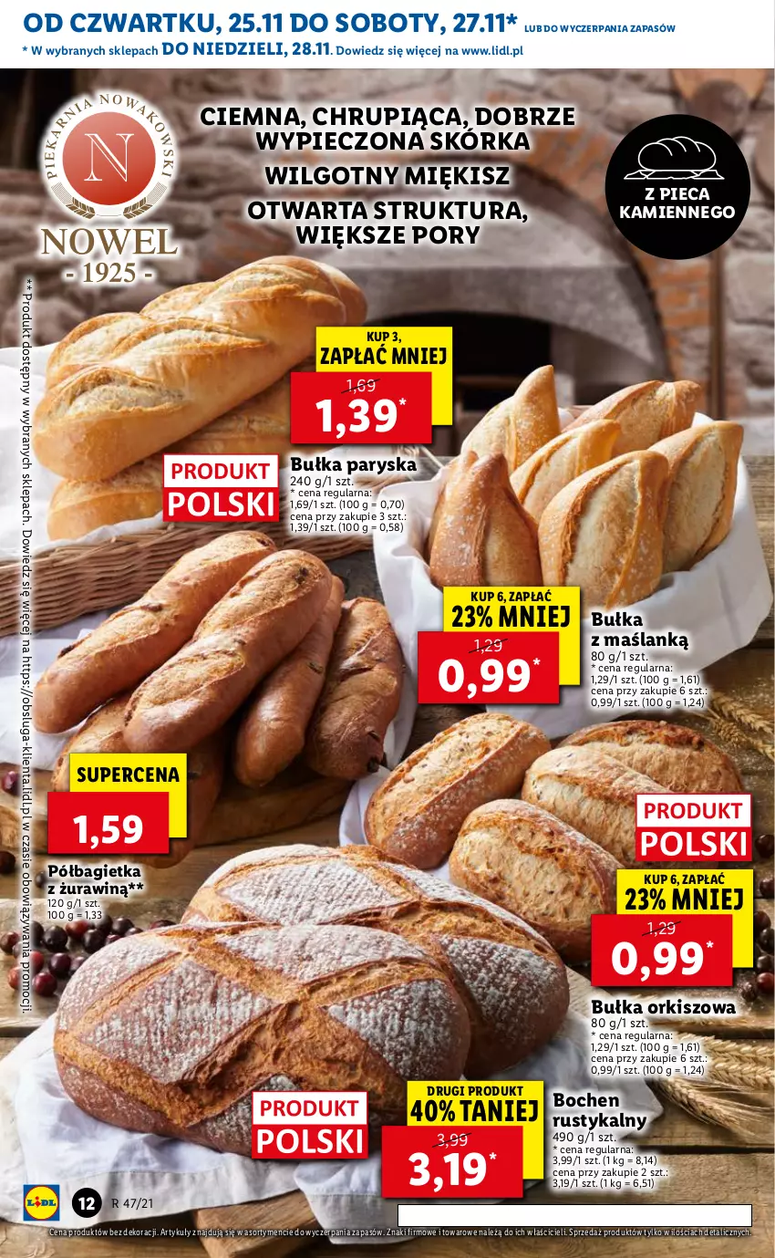 Gazetka promocyjna Lidl - GAZETKA OD 25.11 DO 28.11 - ważna 25.11 do 28.11.2021 - strona 12 - produkty: Bagietka, Bułka, LG, Piec, Półbagietka, Por, Rust