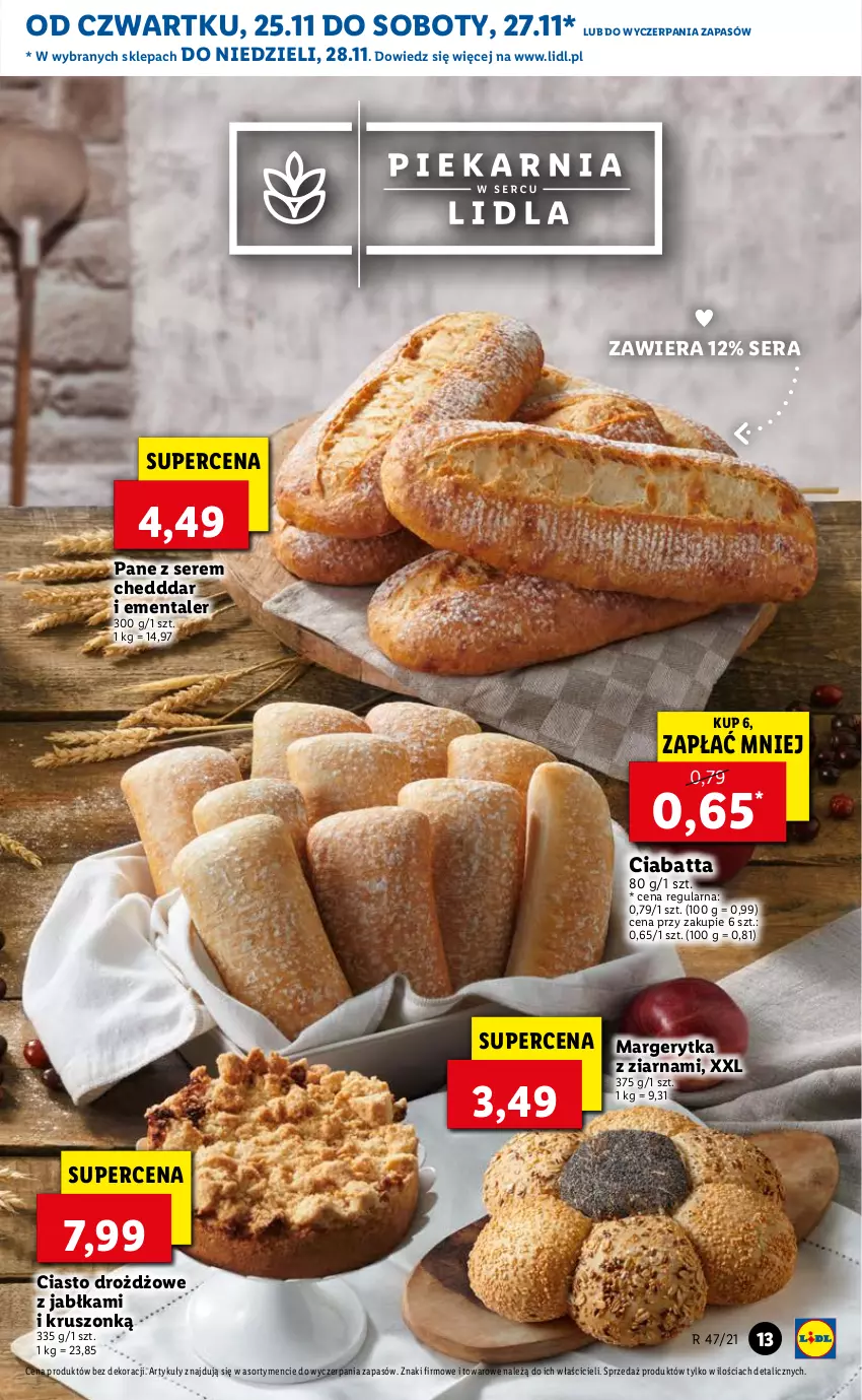 Gazetka promocyjna Lidl - GAZETKA OD 25.11 DO 28.11 - ważna 25.11 do 28.11.2021 - strona 13 - produkty: Ciabatta, Ementaler, Jabłka, Ser