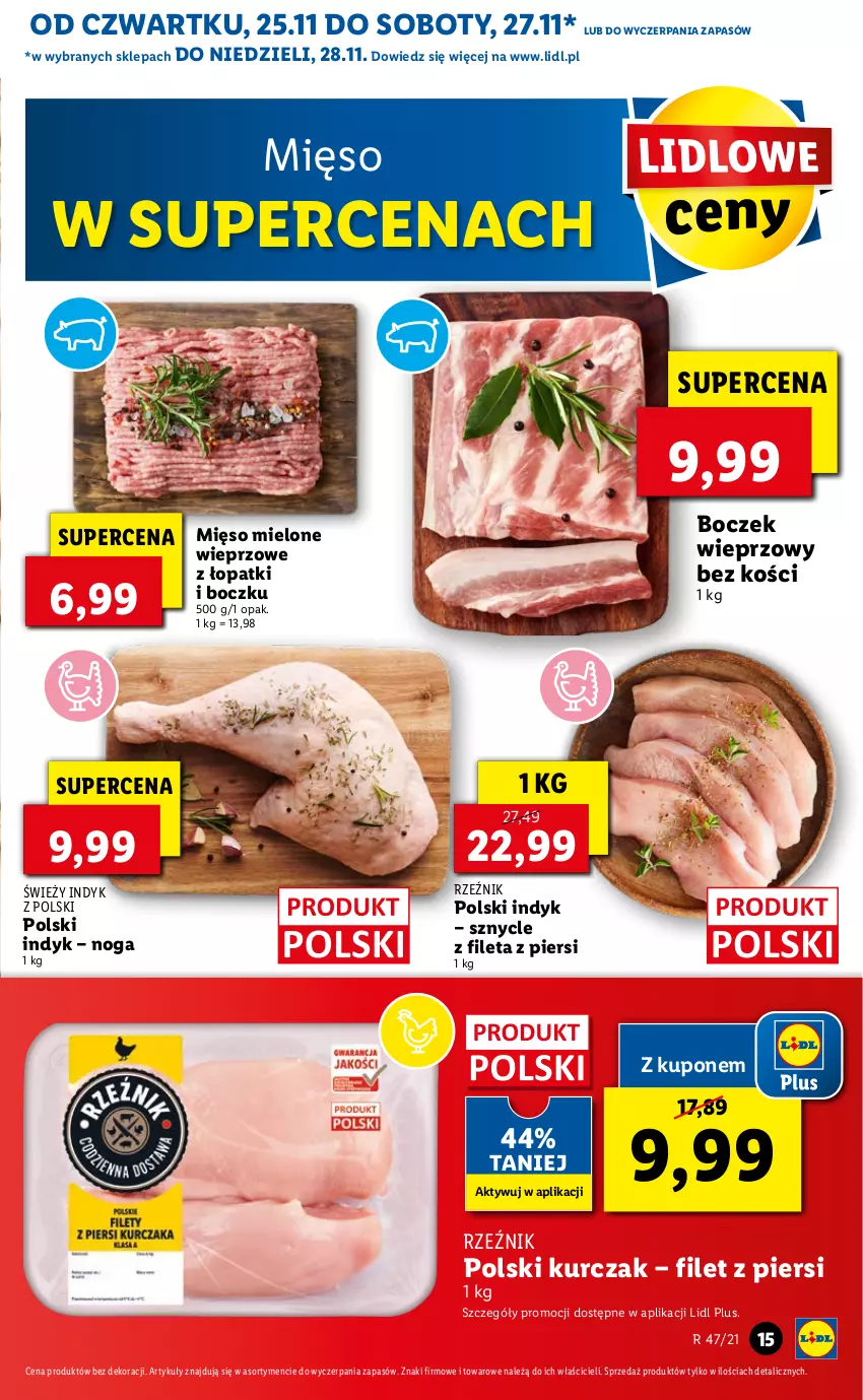 Gazetka promocyjna Lidl - GAZETKA OD 25.11 DO 28.11 - ważna 25.11 do 28.11.2021 - strona 15 - produkty: Boczek, Boczek wieprzowy, Kurczak, Mięso, Mięso mielone