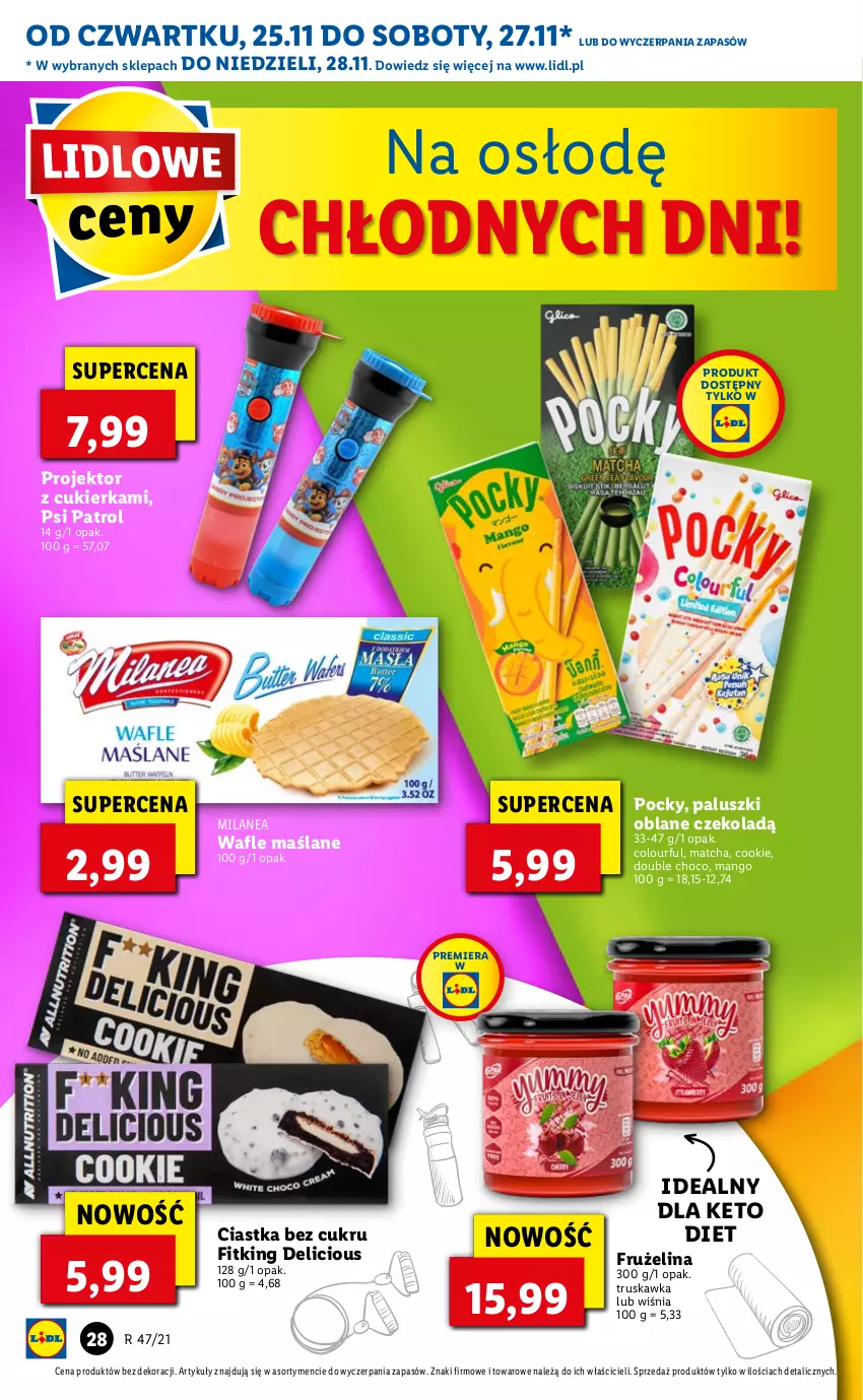 Gazetka promocyjna Lidl - GAZETKA OD 25.11 DO 28.11 - ważna 25.11 do 28.11.2021 - strona 28 - produkty: Ciastka, Cukier, Frużelina, Mango, Psi Patrol, Wafle