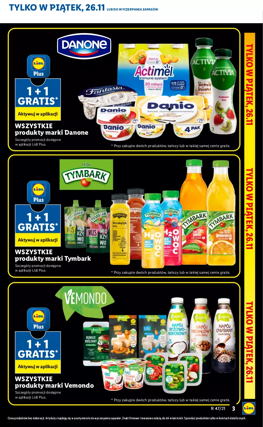 Gazetka promocyjna Lidl - GAZETKA OD 25.11 DO 28.11 - ważna 25.11 do 28.11.2021 - strona 3 - produkty: Danone, Gra, Tymbark