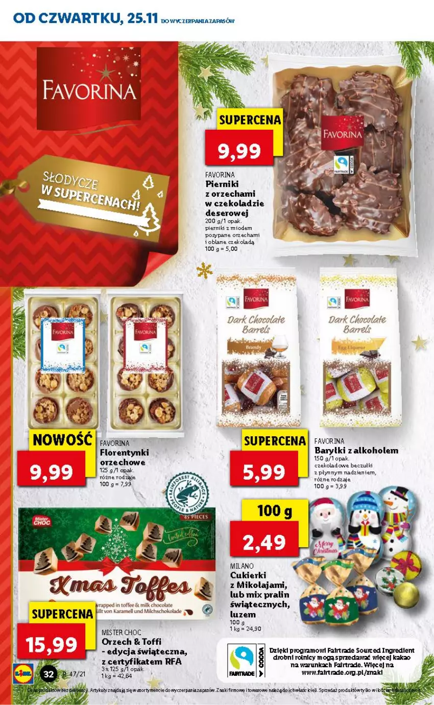 Gazetka promocyjna Lidl - GAZETKA OD 25.11 DO 28.11 - ważna 25.11 do 28.11.2021 - strona 32 - produkty: Alkohole, Baryłki, Cukier, Cukierki, Deser, Fa, Gra, Kakao, Piernik, Ser