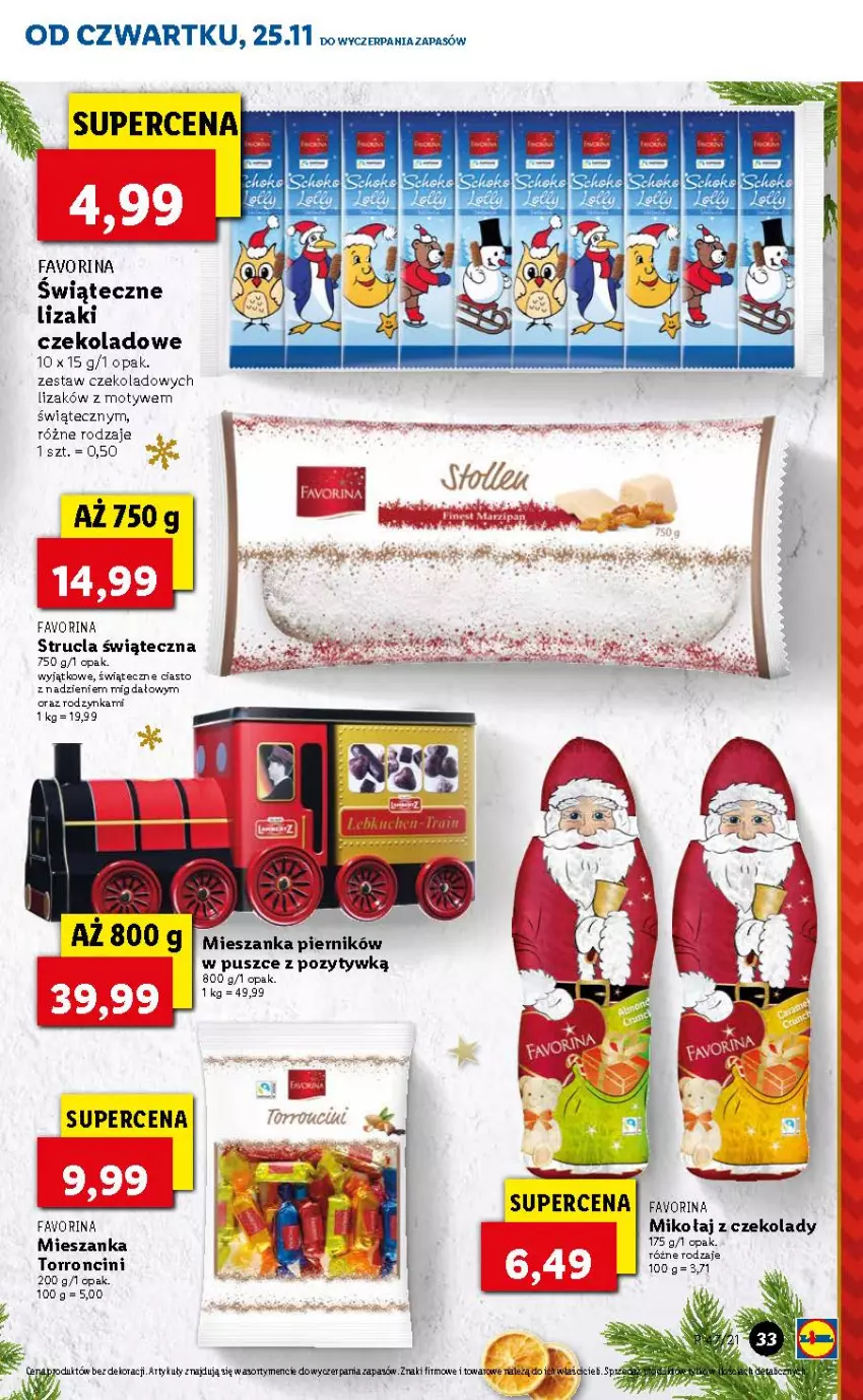 Gazetka promocyjna Lidl - GAZETKA OD 25.11 DO 28.11 - ważna 25.11 do 28.11.2021 - strona 33 - produkty: Fa, Lizaki, Lizaki czekoladowe, Piernik, Strucla