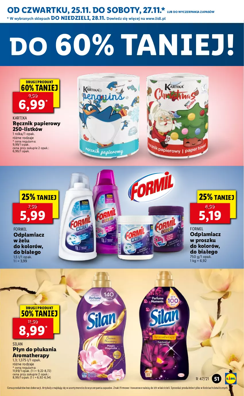 Gazetka promocyjna Lidl - GAZETKA OD 25.11 DO 28.11 - ważna 25.11 do 28.11.2021 - strona 51 - produkty: Odplamiacz, Papier, Płyn do płukania, Ręcznik, Silan