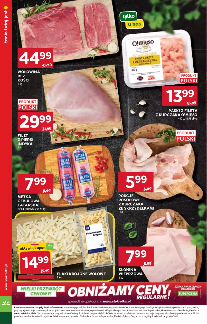 Gazetka promocyjna Stokrotka - Supermarket - ważna 14.05 do 20.05.2026 - strona 10 - produkty: Filet z piersi indyka, Flaki, Kurczak, Mięso, Optima, Owoce, Por, Warzywa, Wołowina, Wołowina bez kości