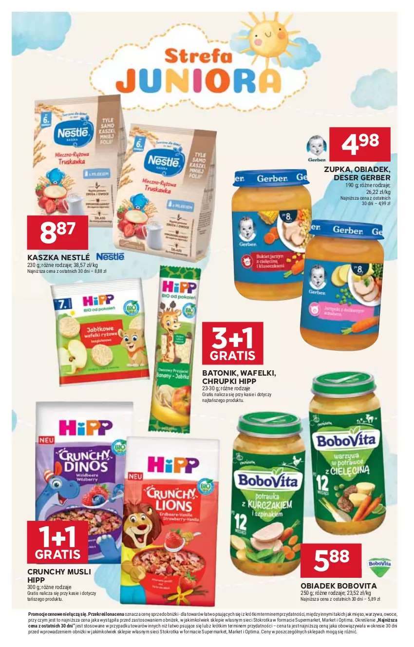 Gazetka promocyjna Stokrotka - Supermarket - ważna 14.05 do 20.05.2026 - strona 38 - produkty: Baton, BoboVita, Chrupki, Deser, Gerber, Gra, HiPP, Mięso, Mus, Nestlé, Optima, Owoce, Ser, Tonik, Warzywa