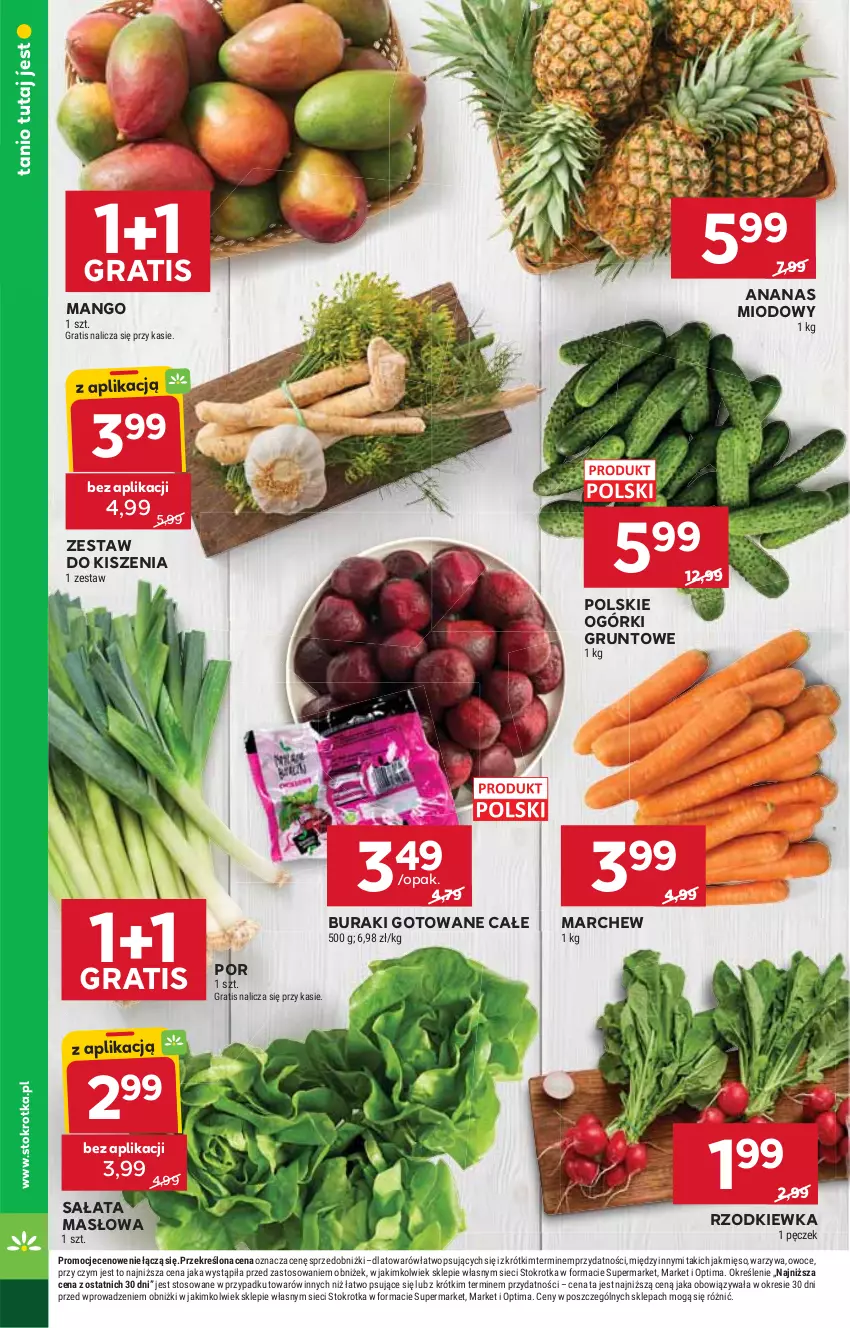 Gazetka promocyjna Stokrotka - Supermarket - ważna 14.05 do 20.05.2026 - strona 8 - produkty: Ananas, Buraki, Gra, Grunt, Mango, Masło, Mięso, Optima, Owoce, Por, Rzodkiewka, Sałat, Sałata masłowa, Warzywa