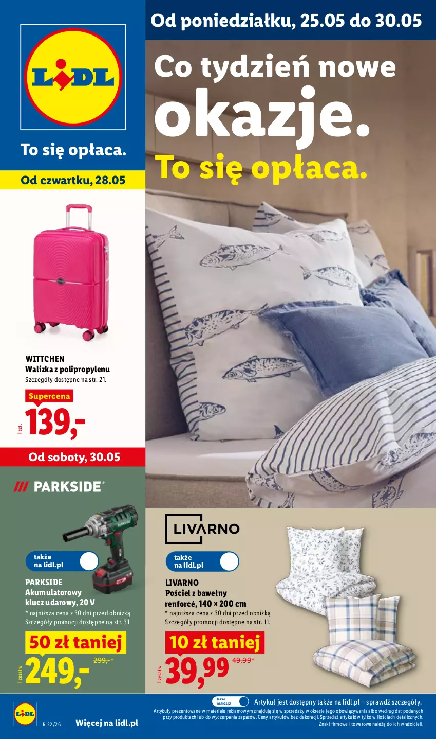 Gazetka promocyjna Lidl - Katalog ważny od 25.05 - ważna 25.05 do 30.05.2026 - strona 1 - produkty: Akumulator, Ivar, Klucz udarowy, Parkside, Pościel, Walizka, Wittchen