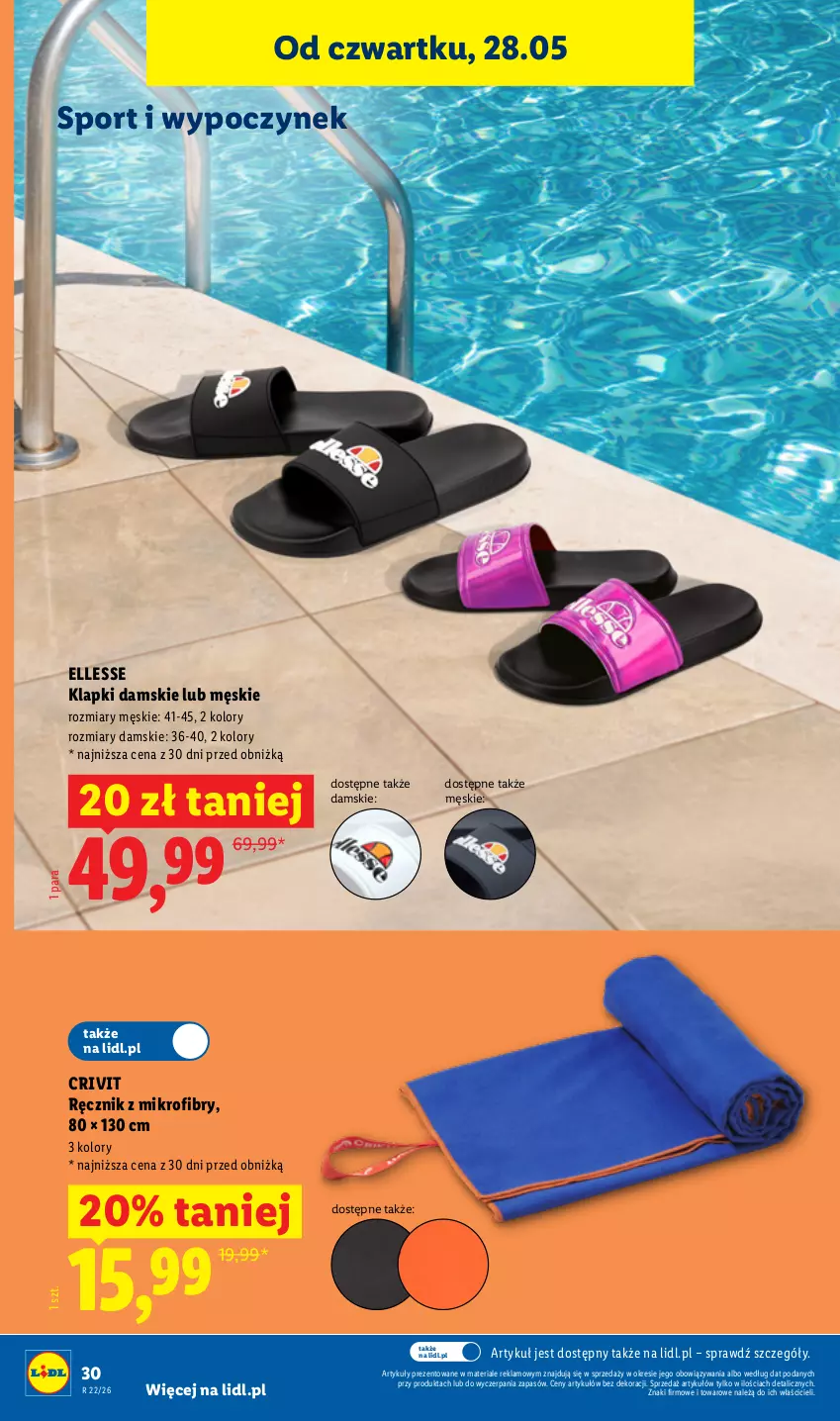 Gazetka promocyjna Lidl - Katalog ważny od 25.05 - ważna 25.05 do 30.05.2026 - strona 38 - produkty: Klapki, Por, Ręcznik, Sport