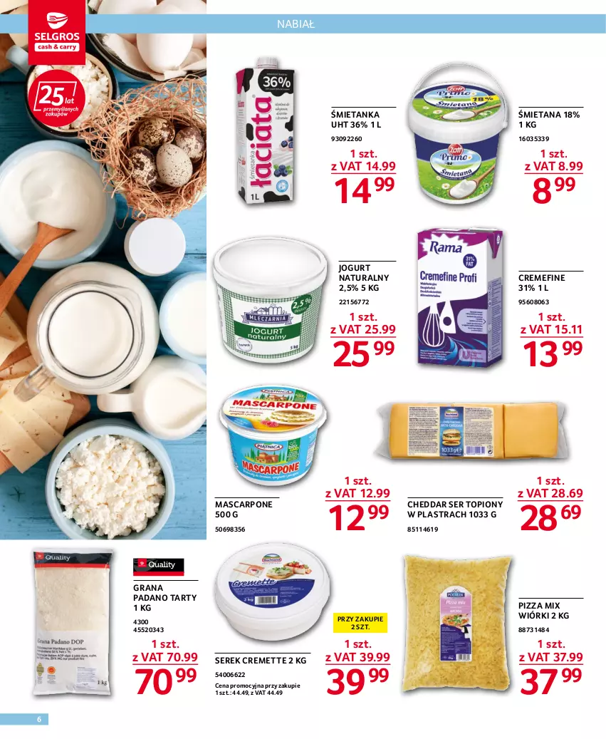 Gazetka promocyjna Selgros - Dla gastronomii - ważna 28.07 do 10.08.2022 - strona 6 - produkty: Cheddar, Gra, Jogurt, Jogurt naturalny, Mascarpone, Pizza, Ser, Ser topiony, Serek, Top