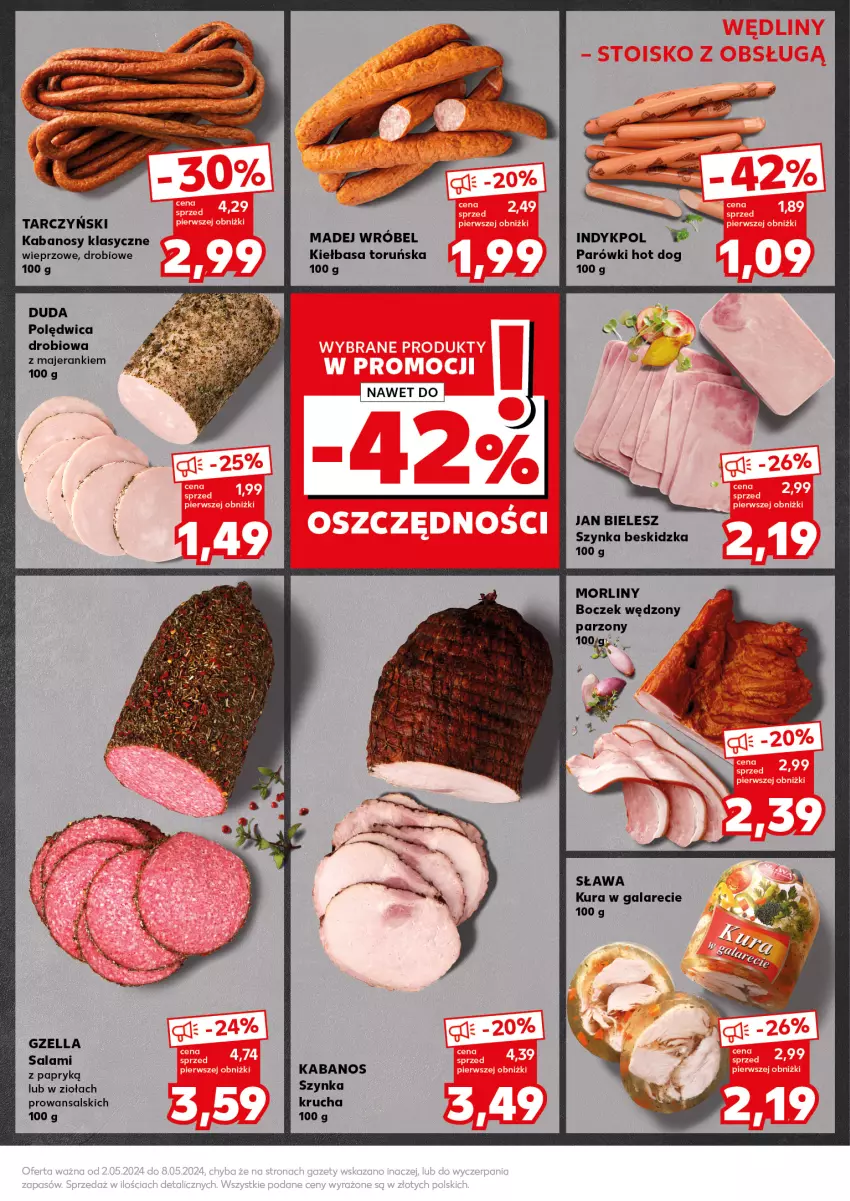 Gazetka promocyjna Kaufland - Kaufland - ważna 06.05 do 08.05.2024 - strona 15 - produkty: Boczek, Duda, Gala, Hot dog, Kabanos, Kiełbasa, Madej Wróbel, Morliny, Parówki, Parówki hot dog, Polędwica, Salami, Salami z papryką, Szynka, Tarczyński