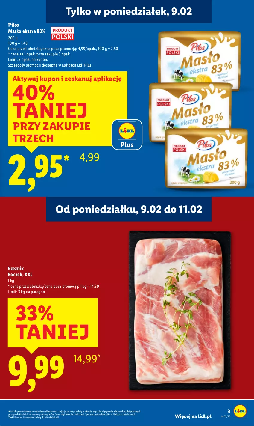 Gazetka promocyjna Lidl - GAZETKA - ważna 09.02 do 11.02.2026 - strona 3 - produkty: Boczek, Masło, Pilos