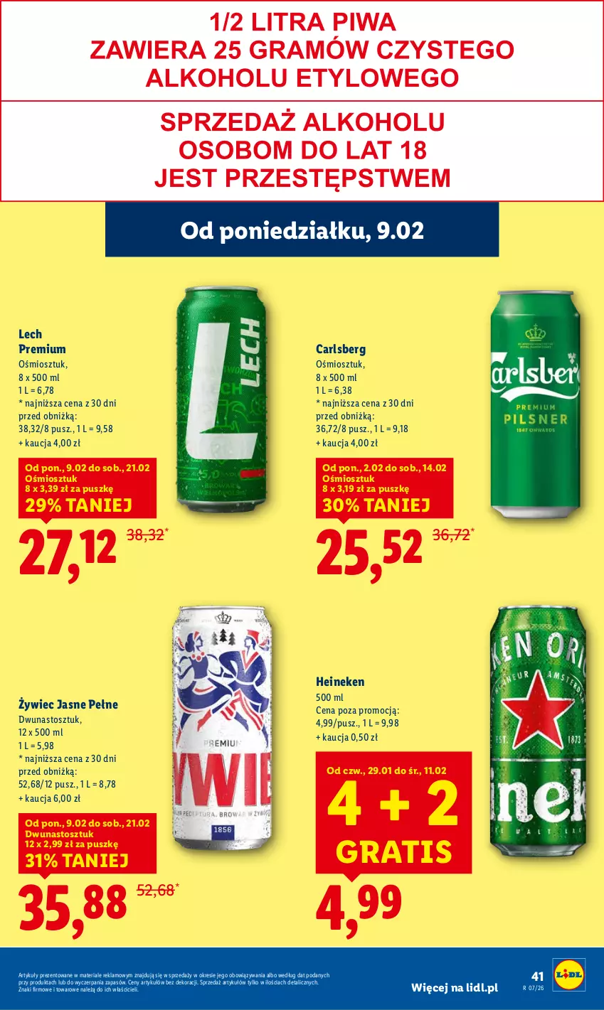 Gazetka promocyjna Lidl - GAZETKA - ważna 09.02 do 11.02.2026 - strona 41 - produkty: Carlsberg, Gra, Heineken, Lech Premium