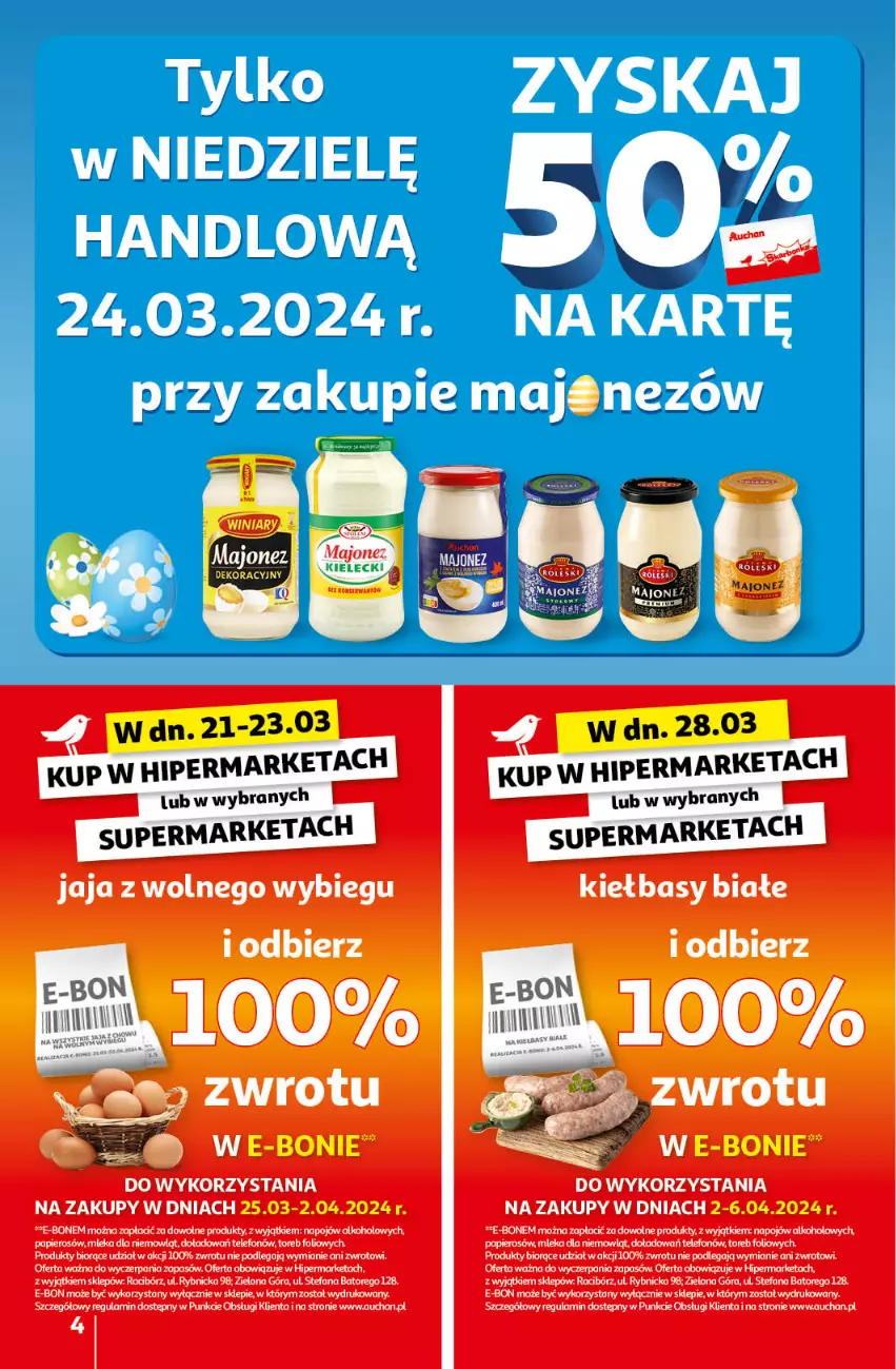 Gazetka promocyjna Auchan - Wielkanoc z najlepszej cenie! Część 2. Hipermarket Auchan - ważna 21.03 do 30.03.2024 - strona 4 - produkty: Fa, Majonez, Papier, Telefon