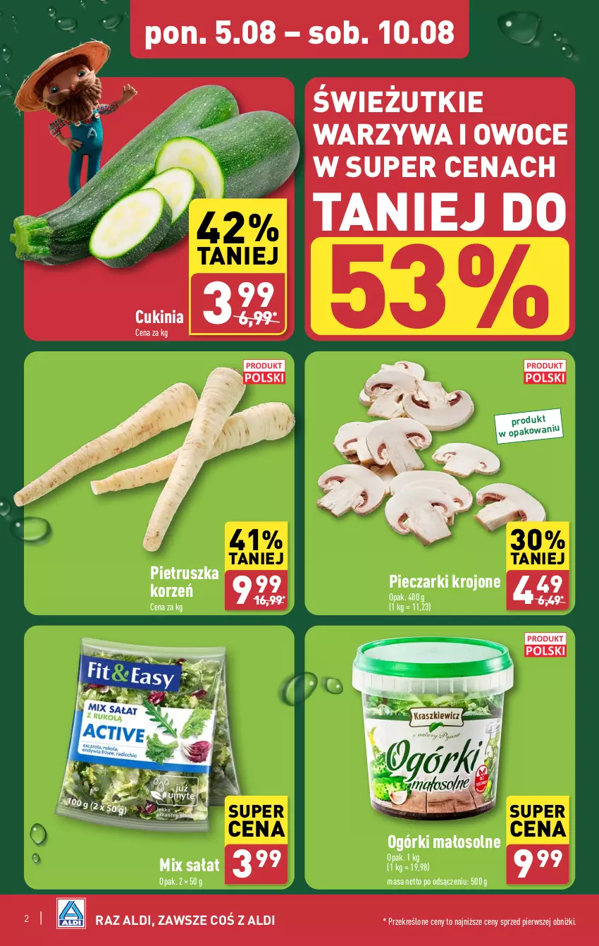 Gazetka promocyjna Aldi - Farmer ALDIK poleca świeże owoce i warzywa - ważna 05.08 do 10.08.2024 - strona 2 - produkty: Owoce, Piec, Pieczarki krojone, Pietruszka, Sałat, Warzywa, Warzywa i owoce