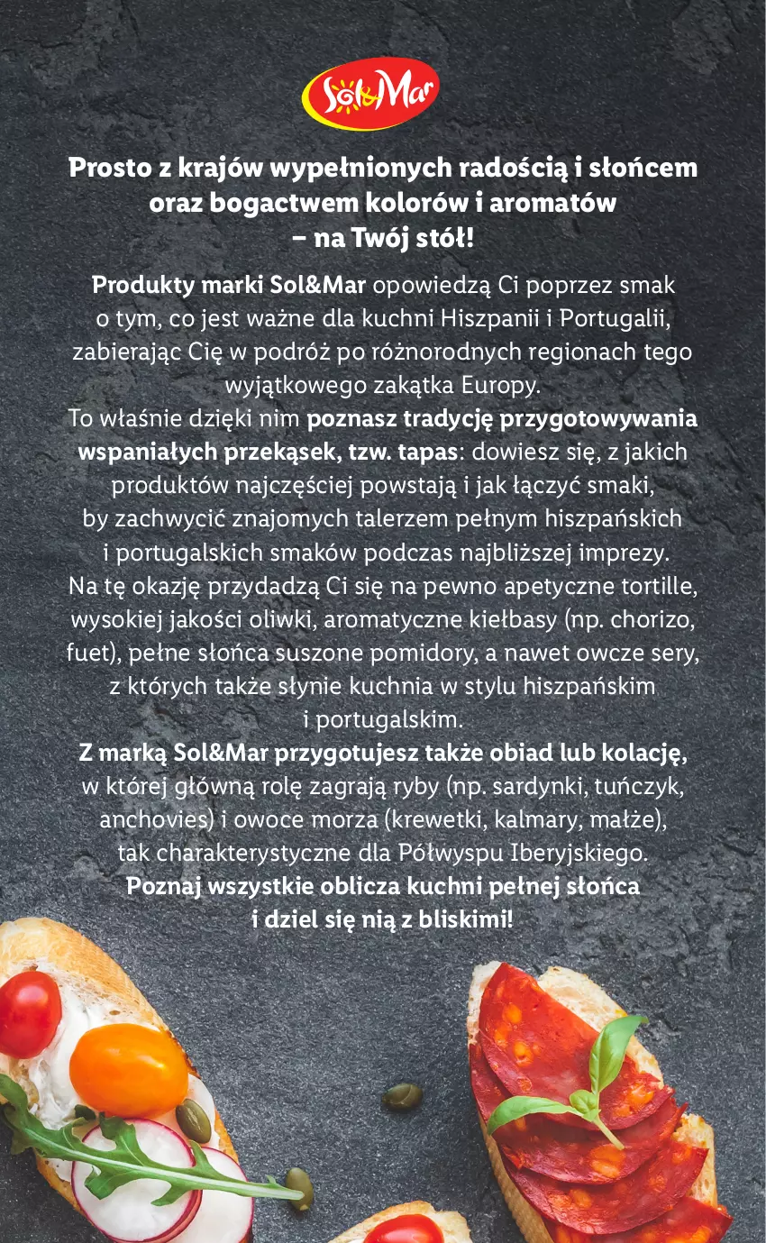 Gazetka promocyjna Lidl - KATALOG SOL&MAR - ważna 28.02 do 05.03.2022 - strona 3 - produkty: Gra, JBL, Kalmar, Kalmary, Krewetki, Kuchnia, Małże, Oliwki, Owoce, Owoce morza, Pomidory, Por, Sardynki, Ser, Sok, Stół, Suszone pomidory, Talerz, Tuńczyk