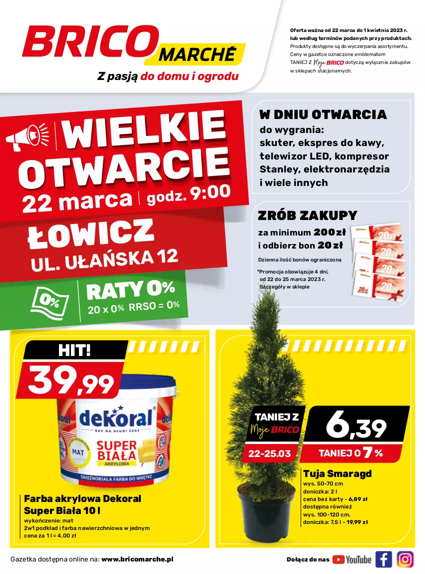 Gazetka promocyjna Bricomarche - Gazetka - ważna 22.03 do 01.04.2023 - strona 1 - produkty: Dekoral, Fa, Farba akrylowa, Gra, Kompresor, O nas, Podkład, Telewizor