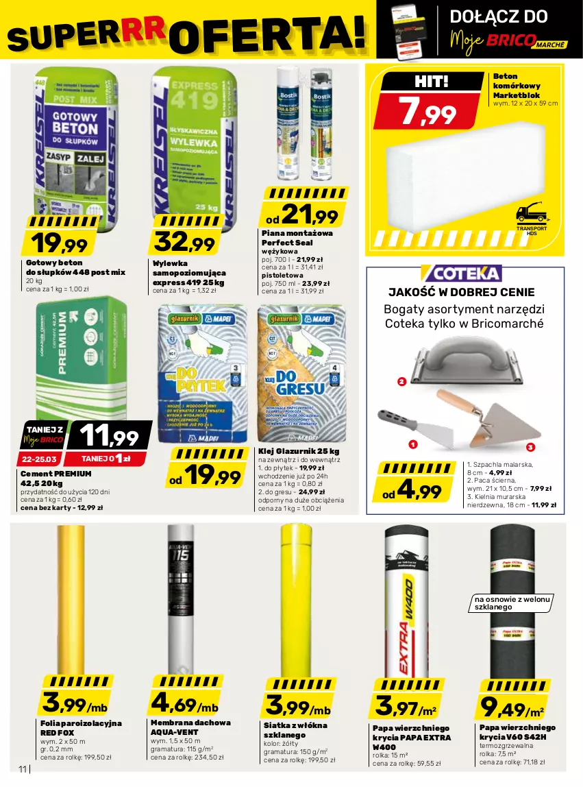 Gazetka promocyjna Bricomarche - Gazetka - ważna 22.03 do 01.04.2023 - strona 11 - produkty: Cement, Gra, Gres, Klej, Lazur, Mop, Pistolet, Por, Rama, Siatka, Sport, Tran, Wylewka samopoziomująca