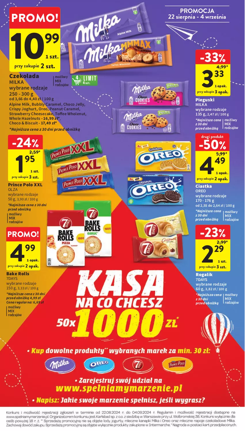 Gazetka promocyjna Intermarche - Gazetka Intermarche - ważna 22.08 do 28.08.2024 - strona 26 - produkty: Bake Rolls, Ciastka, Czekolada, Milka, Oreo, Prince Polo, Rogal