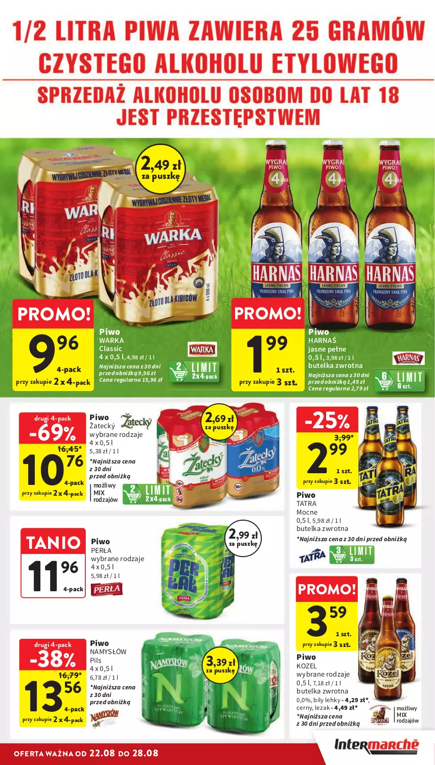 Gazetka promocyjna Intermarche - Gazetka Intermarche - ważna 22.08 do 28.08.2024 - strona 31 - produkty: Harnaś, Kozel, Namysłów, Perła, Piwo, Tatra, Warka