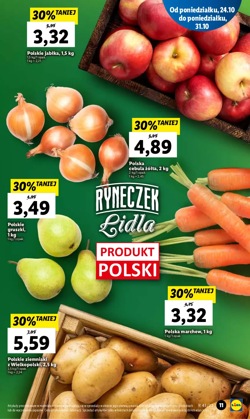 Gazetka promocyjna Lidl - GAZETKA - ważna 24.10 do 26.10.2022 - strona 11 - produkty: Cebula, Gruszki, Jabłka, Ziemniaki