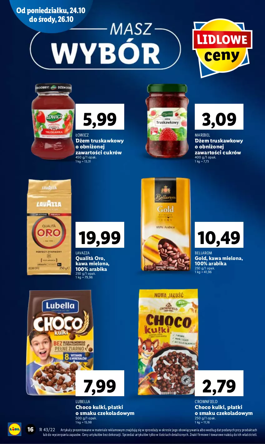 Gazetka promocyjna Lidl - GAZETKA - ważna 24.10 do 26.10.2022 - strona 16 - produkty: Bell, Bella, Dżem, Kawa, Kawa mielona, Lavazza, Lubella