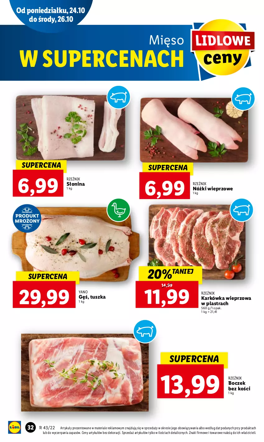 Gazetka promocyjna Lidl - GAZETKA - ważna 24.10 do 26.10.2022 - strona 36 - produkty: Boczek, Boczek bez kości, Karkówka wieprzowa, Mięso, Tusz