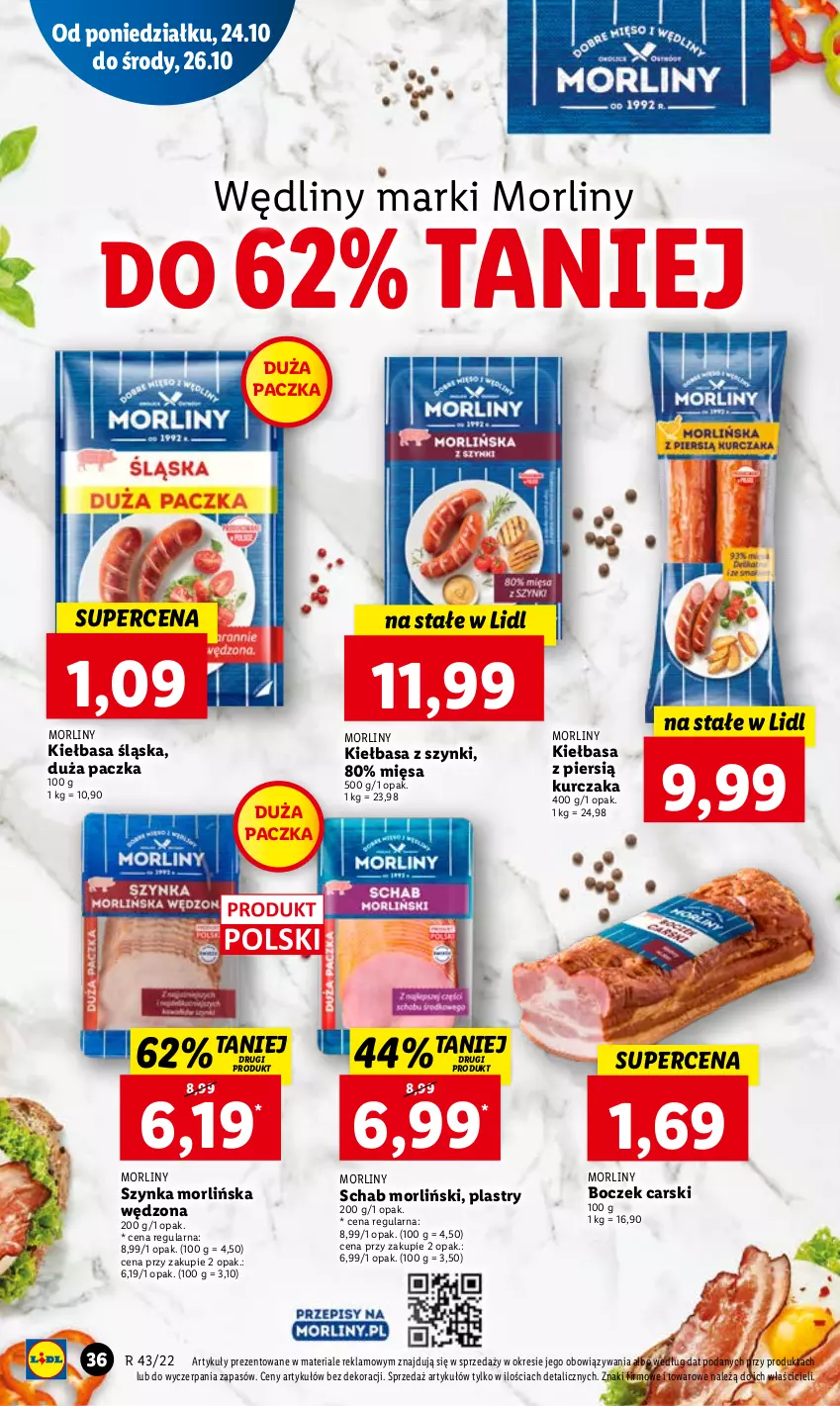 Gazetka promocyjna Lidl - GAZETKA - ważna 24.10 do 26.10.2022 - strona 40 - produkty: Boczek, Cars, Kiełbasa, Kiełbasa śląska, Kurczak, Morliny, Szynka