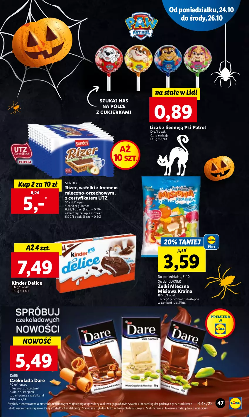 Gazetka promocyjna Lidl - GAZETKA - ważna 24.10 do 26.10.2022 - strona 51 - produkty: Cukier, Czekolada, Kinder, Psi Patrol