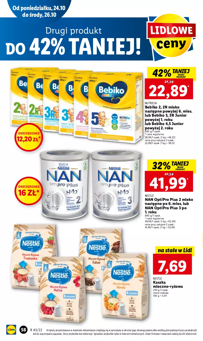 Gazetka promocyjna Lidl - GAZETKA - ważna 24.10 do 26.10.2022 - strona 62 - produkty: Bebiko, Mleko, NAN Optipro, Nestlé, O nas, Ryż