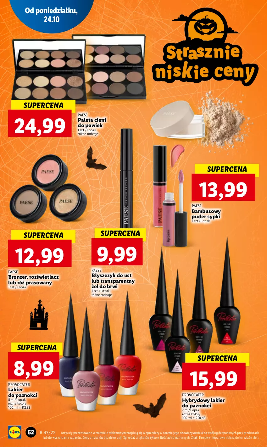 Gazetka promocyjna Lidl - GAZETKA - ważna 24.10 do 26.10.2022 - strona 66 - produkty: Błyszczyk do ust, Bronzer, Lakier, Lakier do paznokci, PAESE, Paleta, Puder, Rozświetlacz, Tran