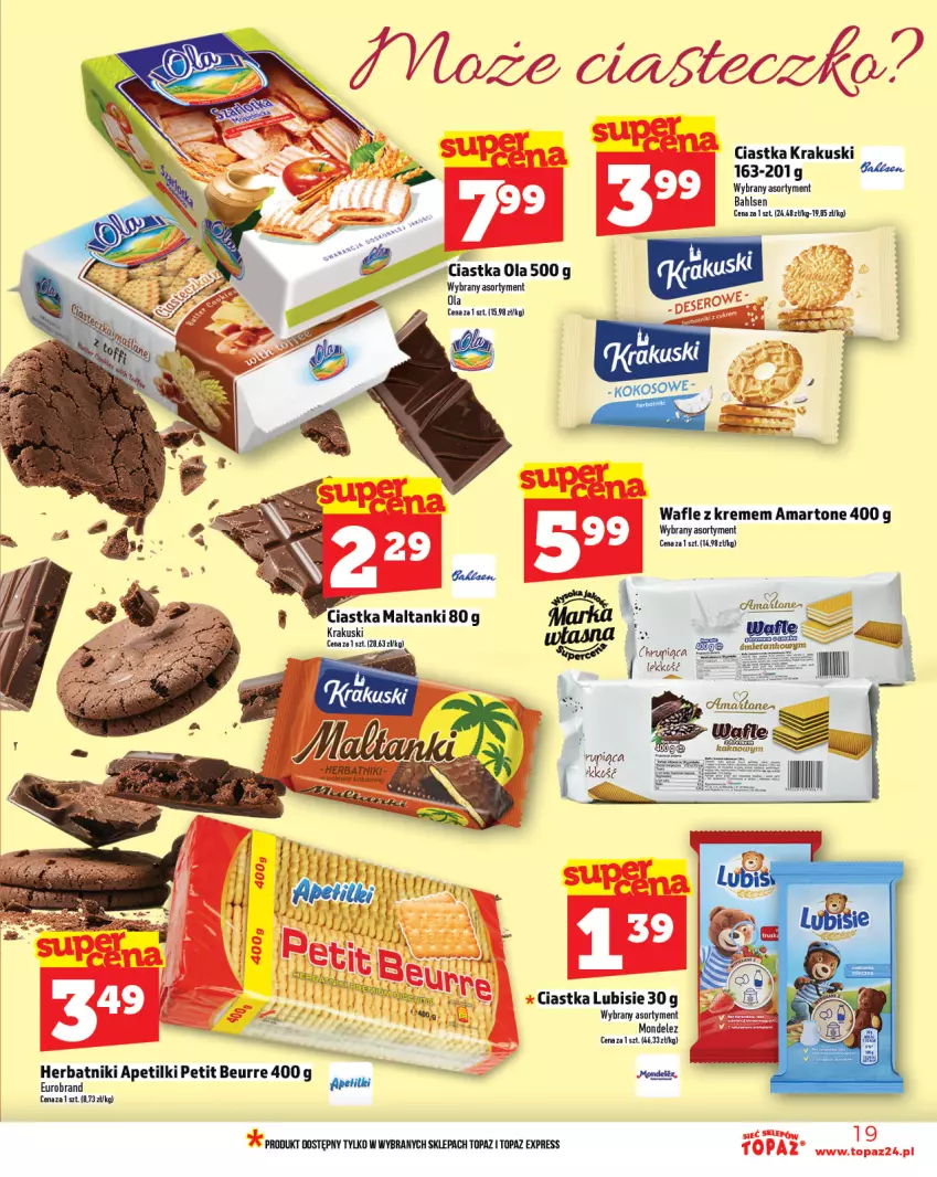 Gazetka promocyjna Topaz - Gazetka - ważna 01.07 do 16.07.2025 - strona 19 - produkty: Ciastka, Herbatniki, Krakus, Krakuski, Lubisie, Top, Wafle