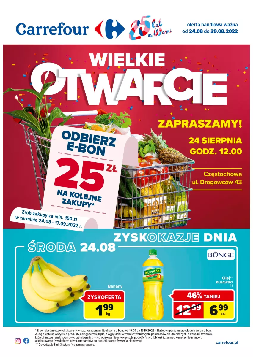 Gazetka promocyjna Carrefour - Gazetka Wielkie Otwarcie Carrefour Częstochowa - ważna 24.08 do 29.08.2022 - strona 1 - produkty: Gra, Papier, Piwa