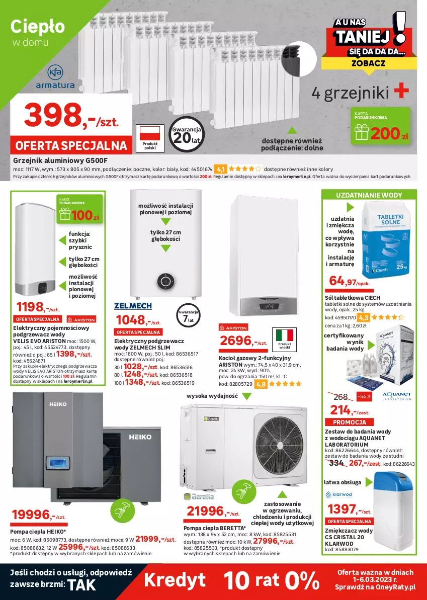 Gazetka promocyjna Leroy Merlin - Gazetka Leroy Merlin - ważna 01.03 do 21.03.2023 - strona 22 - produkty: Ekogroszek, Gra, Groszek, Grzejnik, Grzejnik łazienkowy, Grzejnik stalowy, Koc, Kocioł gazowy, Pur, Ser, Sok, Sól, Tablet, Termos