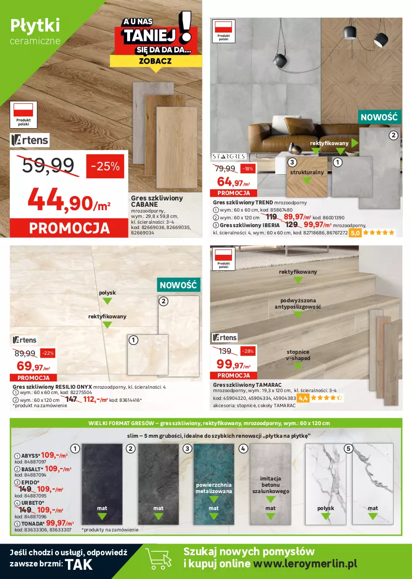 Gazetka promocyjna Leroy Merlin - Gazetka Leroy Merlin - ważna 01.03 do 21.03.2023 - strona 6 - produkty: Glazura, Gres, Gres szkliwiony, Lazur, Płytka, Por, Szal, Top