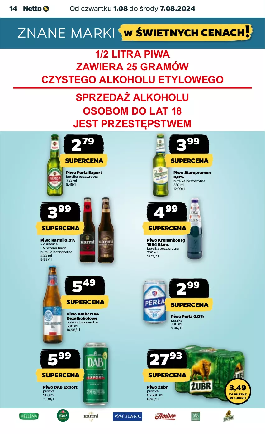 Gazetka promocyjna Netto - Artykuły spożywcze - ważna 01.08 do 07.08.2024 - strona 14 - produkty: Gra, Karmi, Kawa, Perła, Piwa, Piwo, Por