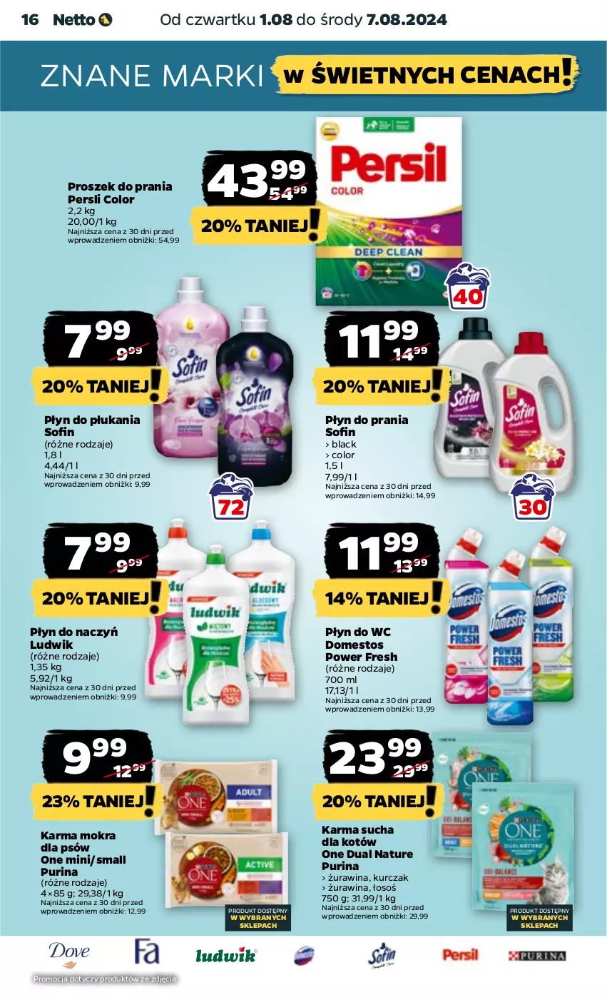 Gazetka promocyjna Netto - Artykuły spożywcze - ważna 01.08 do 07.08.2024 - strona 16 - produkty: Domestos, Kurczak, Lack, Ludwik, Płyn do płukania, Płyn do prania, Płyn do wc, Proszek do prania, Pur, Purina