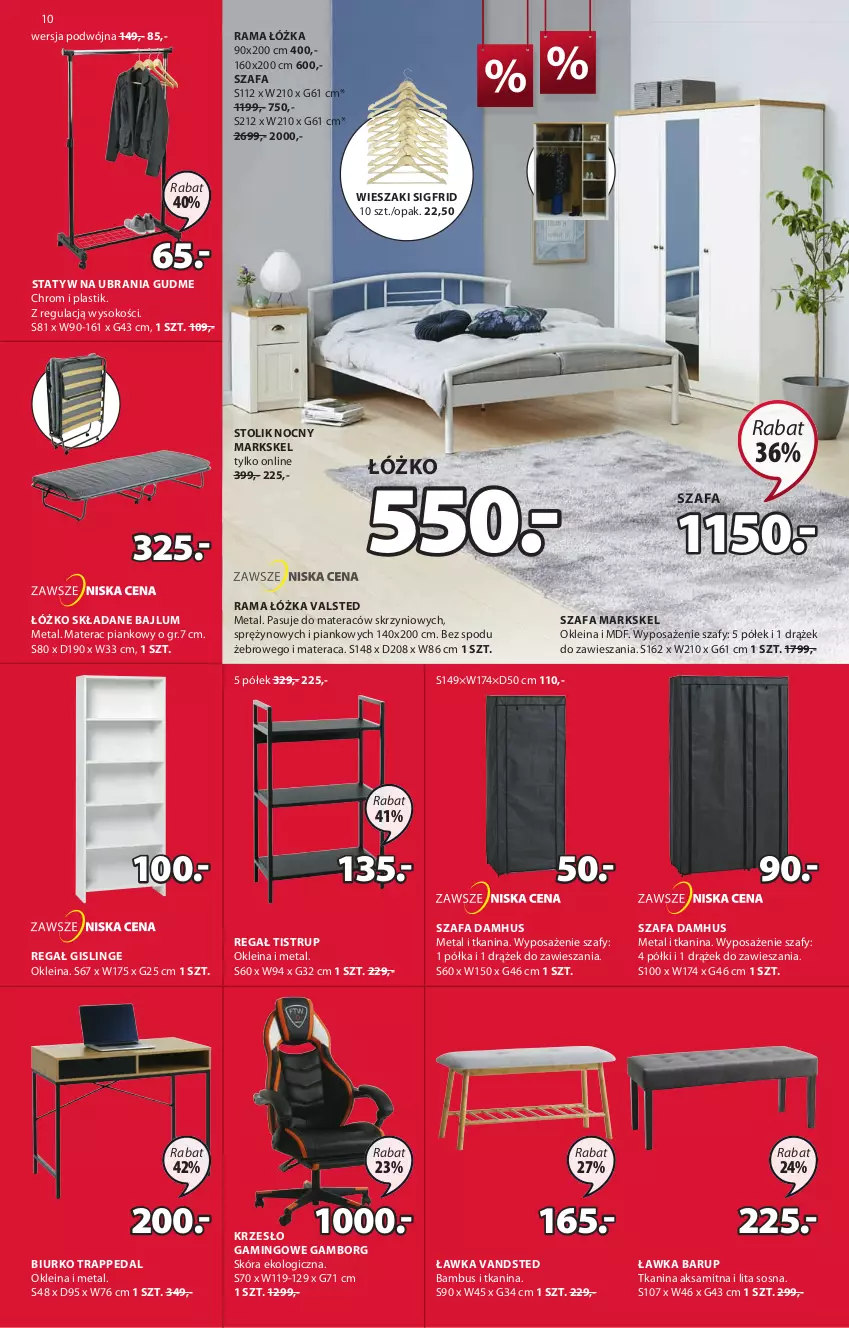 Gazetka promocyjna Jysk - Oferta tygodnia - ważna 16.06 do 29.06.2021 - strona 11 - produkty: Aksam, Biurko, Fa, Krzesło, Materac, Materac piankowy, Półka, Rama, Rama łóżka, Regał, Sok, Sos, Statyw na ubrania, Stolik, Stolik nocny, Szafa, Tera, Ubrania, Wieszak