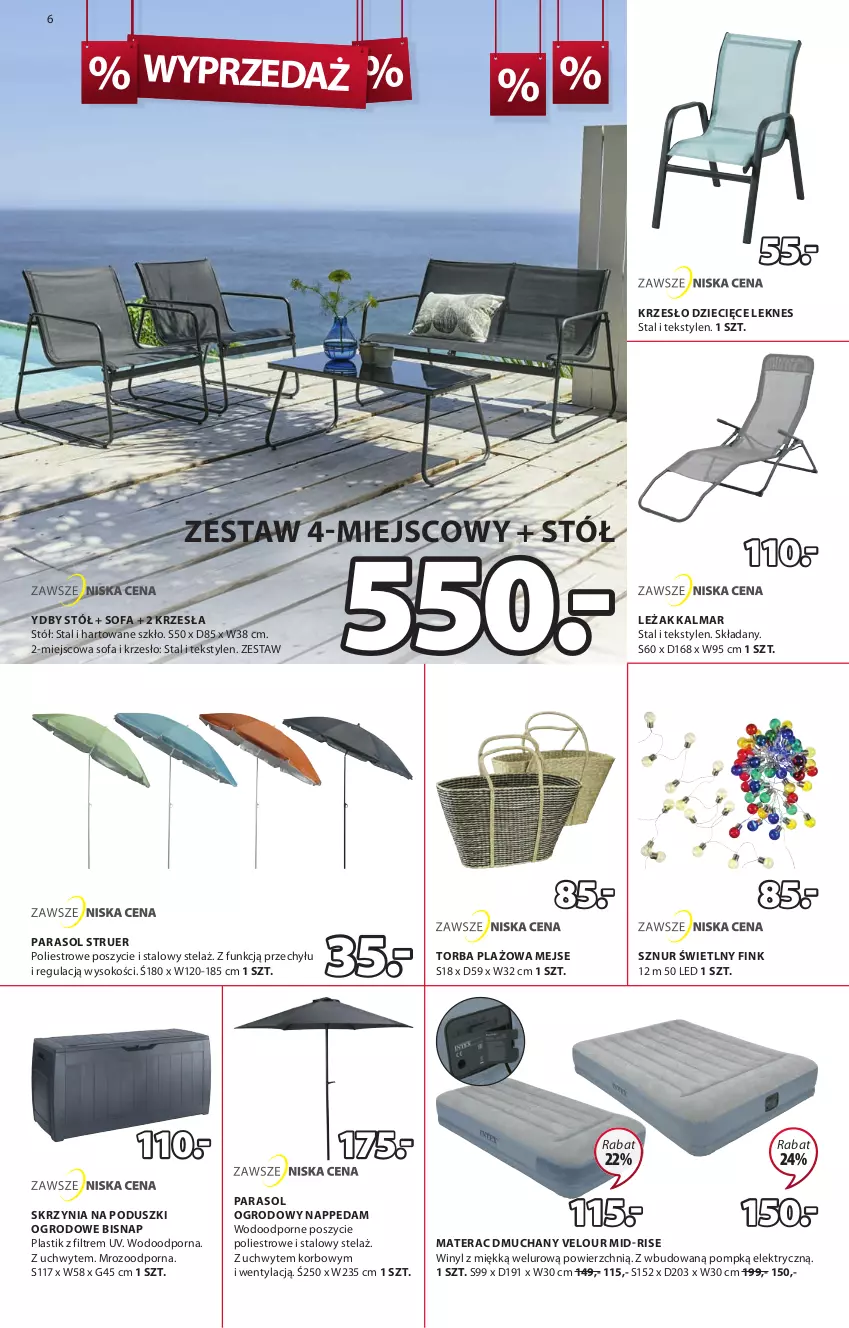 Gazetka promocyjna Jysk - Oferta tygodnia - ważna 16.06 do 29.06.2021 - strona 7 - produkty: Dzieci, Edam, Fa, Kalmar, Krzesło, Materac, Materac dmuchany, Parasol, Por, Sofa, Sok, Stół, Tera, Torba