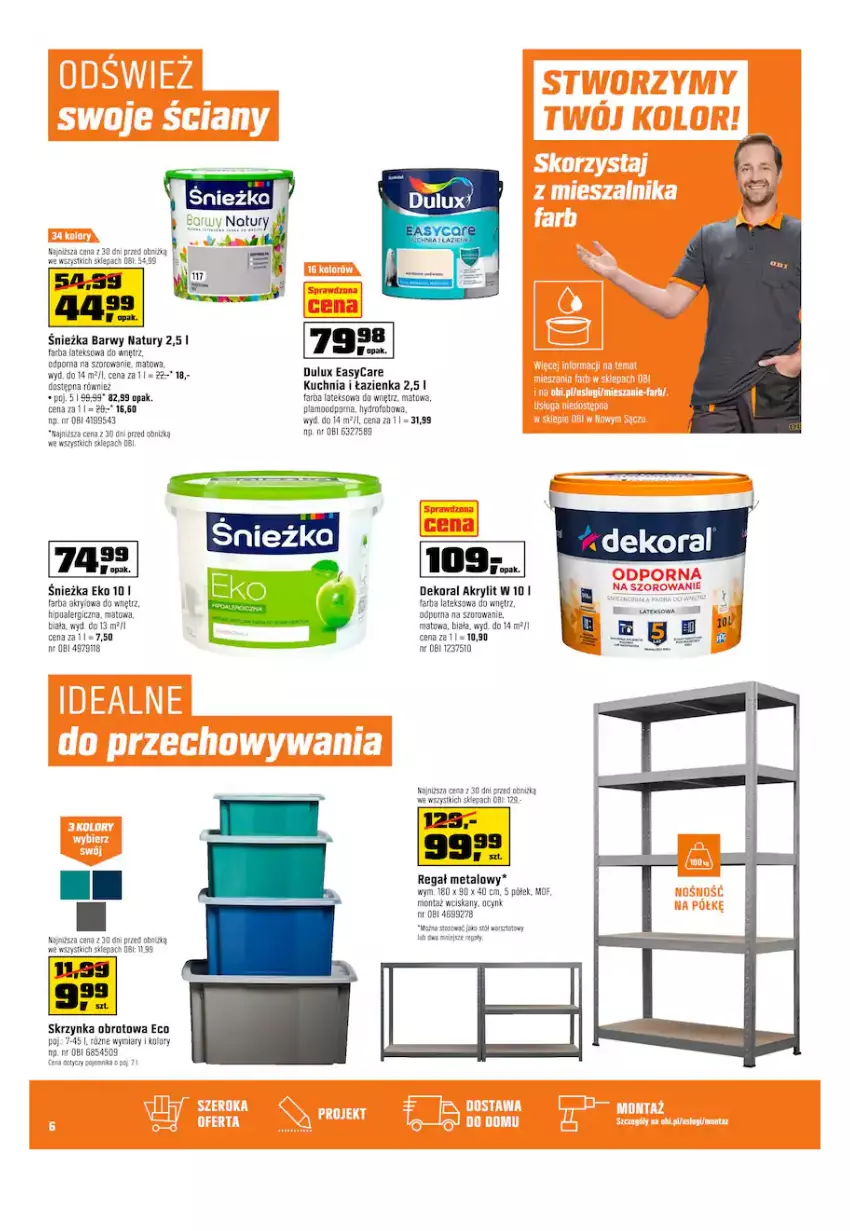 Gazetka promocyjna Obi - Gazetka OBI - ważna 07.06 do 20.06.2023 - strona 6 - produkty: Cynk, Dekoral, Dulux, Fa, Farba akrylowa, Farba lateksowa, Kuchnia, Pojemnik, Por, Pur, Regał, Regał metalowy