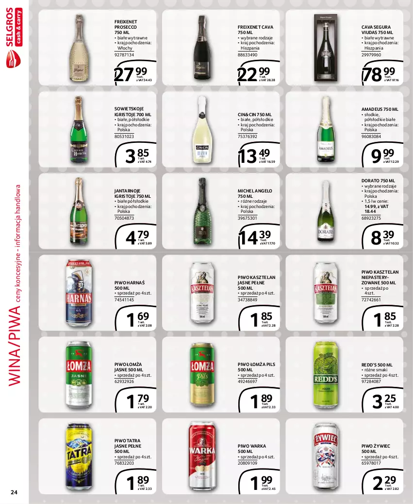 Gazetka promocyjna Selgros - Extra Oferta - ważna 01.12 do 31.12.2021 - strona 24 - produkty: Harnaś, Kasztelan, Piwa, Piwo, Prosecco, Sowietskoje Igristoje, Tatra, Warka