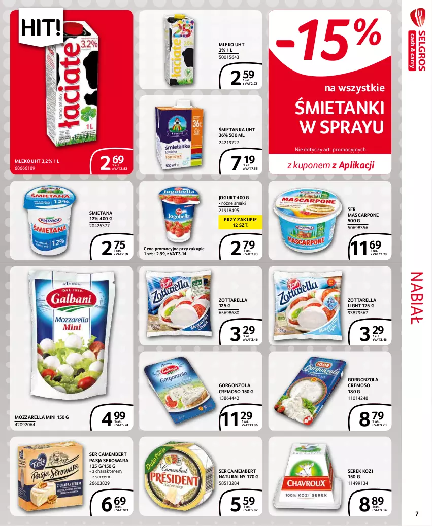 Gazetka promocyjna Selgros - Extra Oferta - ważna 01.12 do 31.12.2021 - strona 7 - produkty: Camembert, Gorgonzola, Jogurt, Mascarpone, Mleko, Mozzarella, Ser, Serek, Zott, Zottarella